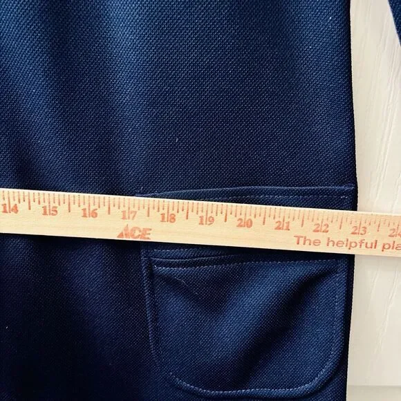 Vtg Butte Knit A Line Dress Dacron Polyester Gogo Mod 60s Navy Blue Smock Coat - Picture 8 of 9